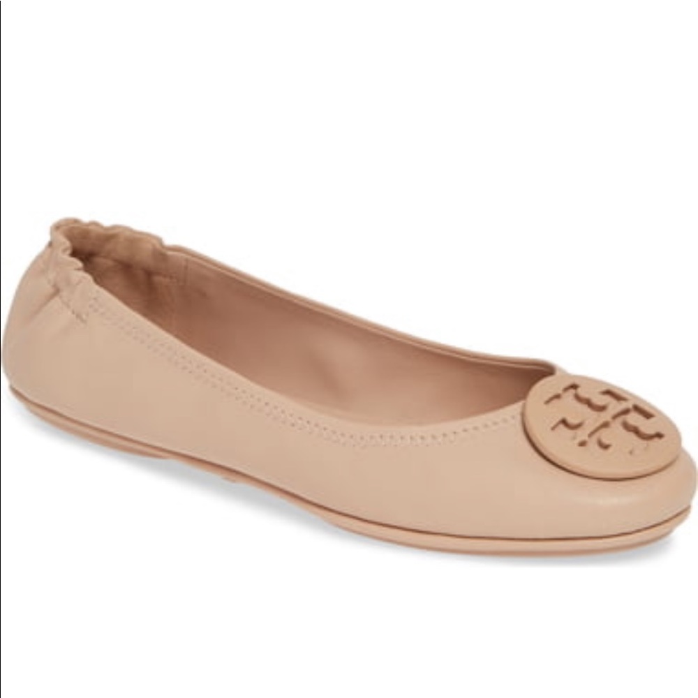 GUC Sz 10 Sand Tory Burch Minnie Ballet Flat Shoes